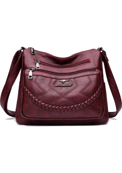 Omuz Çantası Yumuşak Deri Kadın Büyük Kapasiteli Crossbody Çanta (Yurt Dışından)