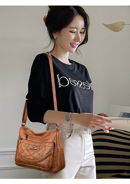 Omuz Çantası Yumuşak Deri Kadın Büyük Kapasiteli Crossbody Çanta (Yurt Dışından) fiyatları