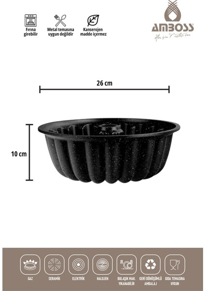 Alya Döküm Kek Kalıbı Yanmaz Yapışmaz - Siyah 26 cm