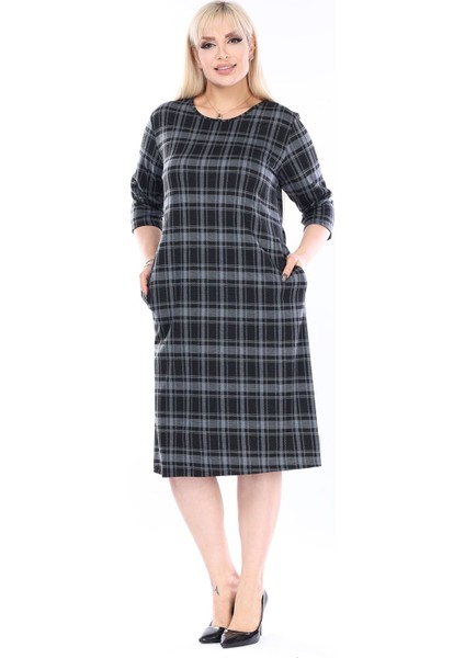 Çift Cepli Kışlık Büyük Beden Elbise 30A-2463