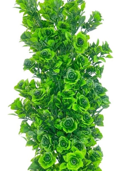 Yapay Çiçek Siyah Saksıda Güllü Yeşil Şimşir Ağacı 55CM