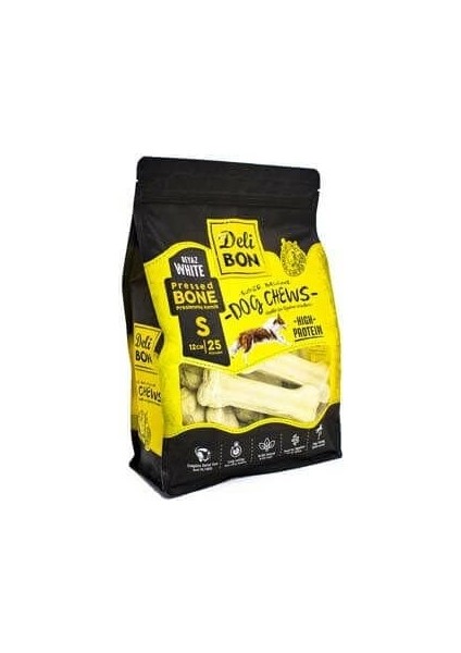 Deri Pres Kemik 12cm S Boy 25LI Torba Beyaz