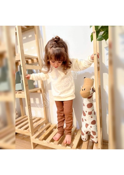 Bebeğime Kaşkorse Fitilli Tayt Kız Çocuklar İçin Esnek ve Rahat Tasarım Kahverengi