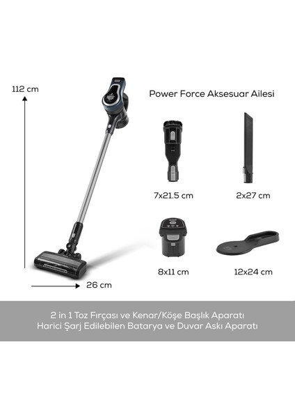 Vantuz Power Force Max 2 In 1 Şarj Edilebilir Dik Süpürge - Midnight Blue