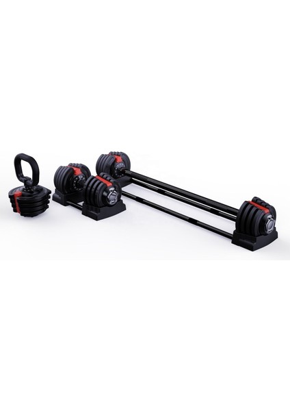 CK Spor Ayarlanabilir 3 In 1 Dumbell Ağırlık Seti Dambıl Halter Set Kettlebell 19-20 kg CKS171