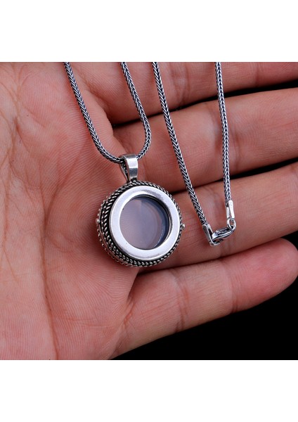 925 Ayar Gümüş Camlı Açılır Muska Kabı Kolye