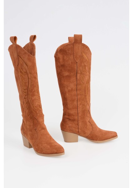 Kadın Kısa Topuklu Kovboy Çizme Süet Cowgirl Uzun Bot modelleri
