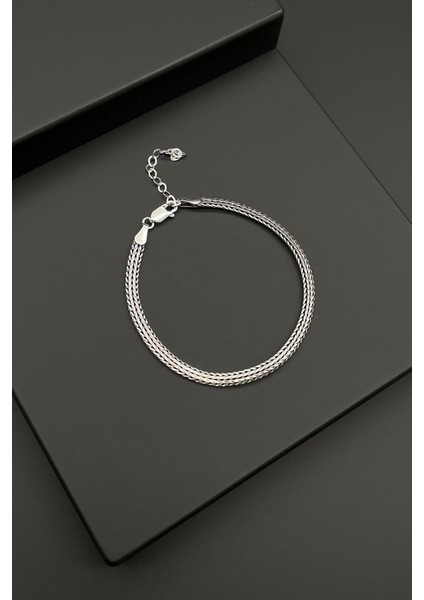 925 Ayar Gümüş Italyan Model Gümüş Renkli Erkek Bileklik FRJ11968-2068-A