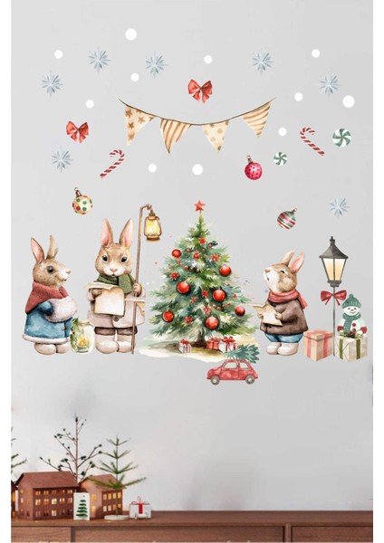 Piksel Grafik Rabbit New Year Çocuk Odası Duvar, Cam Sticker