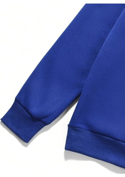 Mavi İskelet Baskılı Oversize Bisiklet Yaka Erkek Sweatshirt.