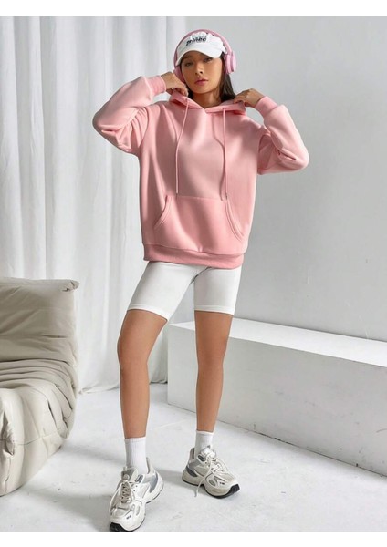 Black Sokak Pembe Dear Person Baskılı Oversize Kapüşonlu Unisex Sweatshirt