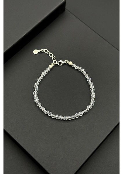 925 Ayar Gümüş ve Swarovski Taşlı Beyaz Renk Erkek Bileklik FRJ11994-2094-B