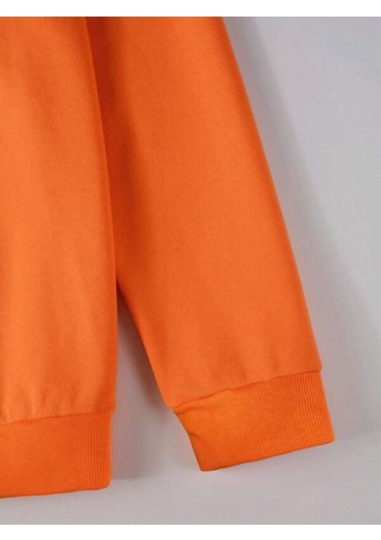 Turuncu Just Need Baskılı Oversize Bisiklet Yaka Erkek Sweatshirt