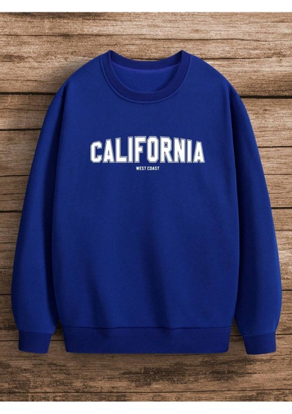 Mavi West Coast Baskılı Oversize Bisiklet Yaka Erkek Sweatshirt