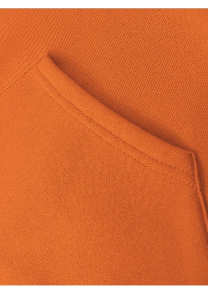 Turuncu Chicago 27 Baskılı Oversize Kapüşonlu Erkek Sweatshirt