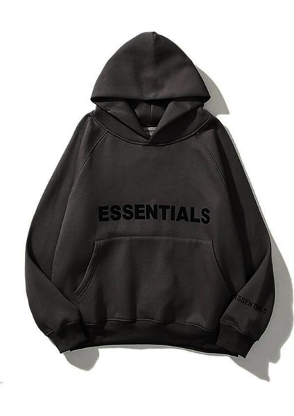 Unisex Antrasit Essentıal Baskılı Sweatshirt
