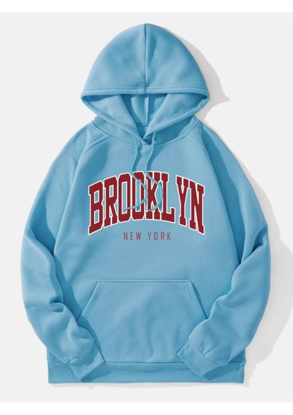 Bebe Mavi Brooklyn New York Baskılı Oversize Erkek Sweatshirt