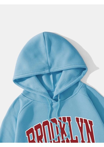Bebe Mavi Brooklyn New York Baskılı Oversize Erkek Sweatshirt