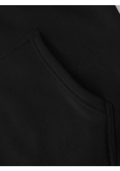 Siyah Lovely Panda Baskılı Oversize Kapüşonlu Erkek Sweatshirt