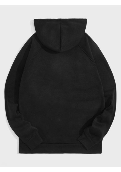 Siyah Süper Tavşan Baskılı Oversize Kapüşonlu Erkek Sweatshirt modelleri