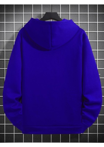 Sax Mavi Trap Cat Baskılı Oversize Erkek Sweatshirt