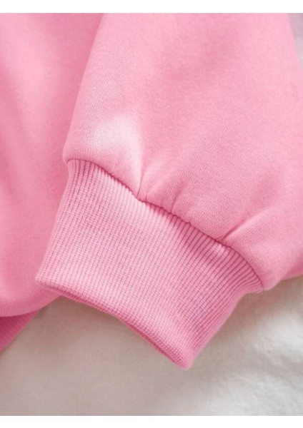 Pembe Ayıcık Baskılı Oversize Bisiklet Yaka Kadın Sweatshirt fırsatları