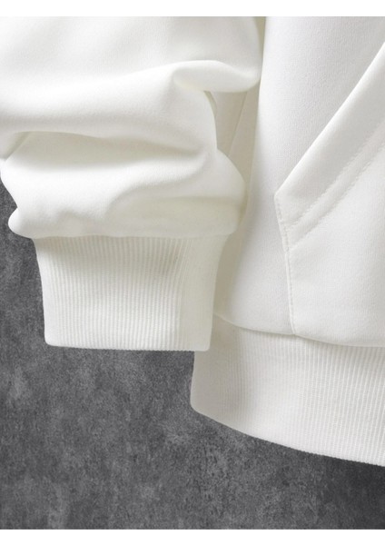 Beyaz Sırt Aloha Baskılı Oversize Kapüşonlu Erkek Sweatshirt fırsatları