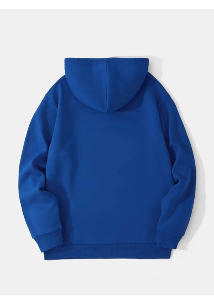 Sax Mavi Brooklyn Oval Yazı Baskılı Oversize Erkek Sweatshirt