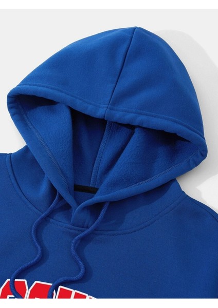 Sax Mavi Brooklyn Oval Yazı Baskılı Oversize Erkek Sweatshirt