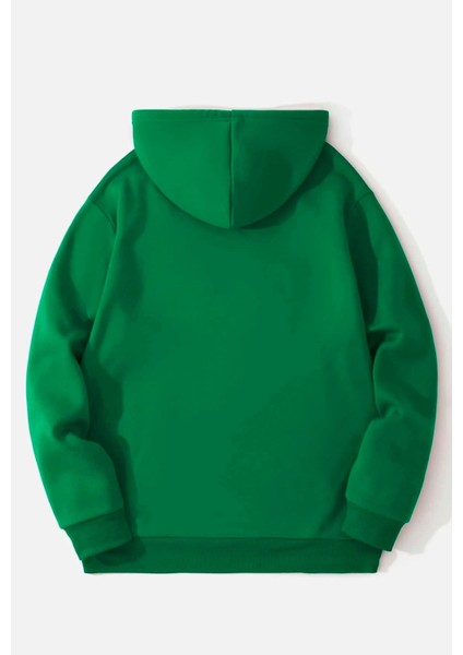 Yeşil Özgürlük Heykeli Baskılı Oversize Kapuşonlu Erkek Sweatshirt fiyatları