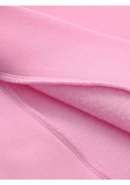 Pembe Inek Baskılı Oversize Bisiklet Yaka Kadın Sweatshirt