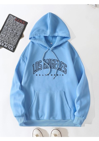 Bebe Mavi La California Baskılı Oversize Erkek Sweatshirt