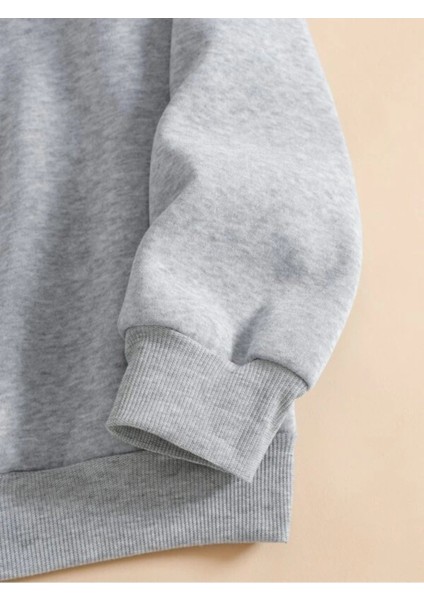 Unisex Gri Wild West Covboys Baskılı Bisiklet Yaka Sweatshirt modelleri