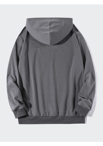 Erkek Gri Zeus Baskılı Oversize Kapşonlu Sweatshirt fiyatları