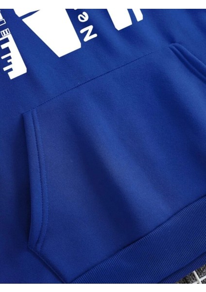 Sax Mavi New York Baskılı Oversize Erkek Sweatshirt