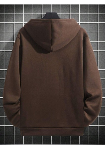Kahverengi Geyik Baskılı Oversize Kapüşonlu Erkek Sweatshirt modelleri
