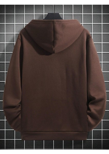 Kahverengi Özgürlük Heykeli Baskılı Oversize Kapüşonlu Erkek Sweatshirt fiyatları
