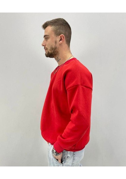 Erkek Kırmızı Vıvrela Vıe Baskılı Oversize Bisiklet Yaka Sweatshirt fiyatları