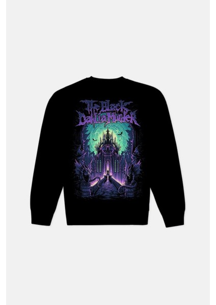 Siyah The Black Baskılı Oversize Erkek Bisiklet Yaka Sweatshirt