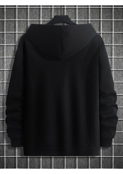 Siyah Dikey Baskılı Oversize Kapüşonlu Erkek Sweatshirt fiyatları