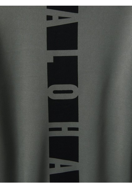 Antrasit Sırt Aloha Baskılı Oversize Kapüşonlu Erkek Sweatshirt modelleri