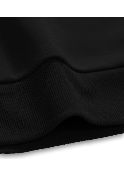 Siyah Maça Papaz Baskılı Oversize Kapüşonlu Erkek Sweatshirt