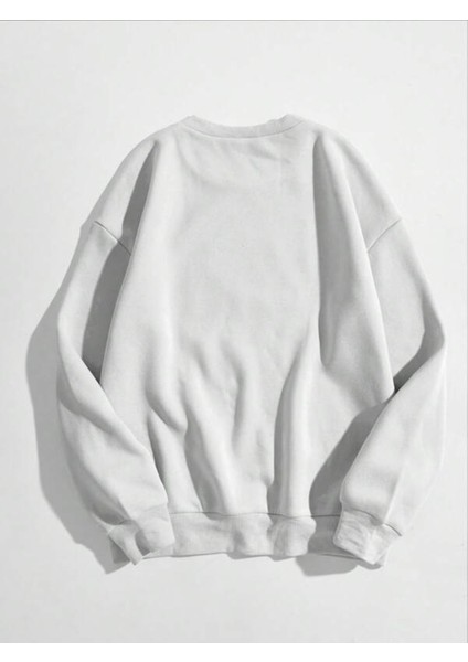 Beyaz Fasion Baskılı Oversize Bisiklet Yaka Erkek Sweatshirt fiyatları