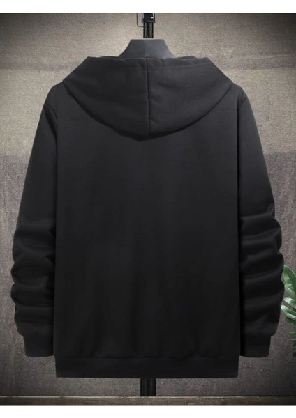 Erkek Siyah Xxx Ayıcık Baskılı Oversize Kapüşonlu Sweatshirt