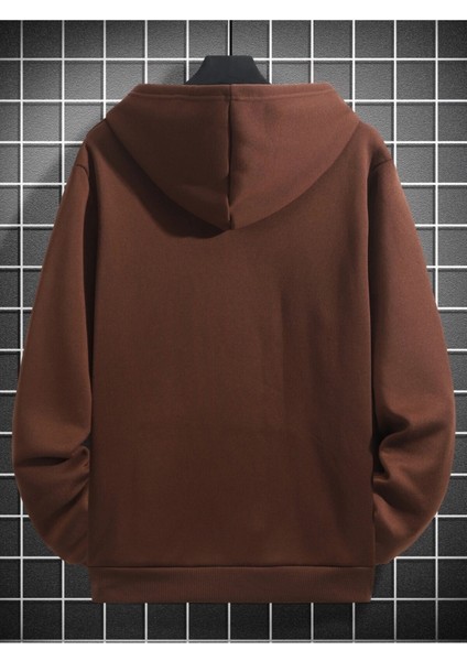 Kahverengi Natural Realm Baskılı Oversize Kapüşonlu Erkek Sweatshirt fiyatları
