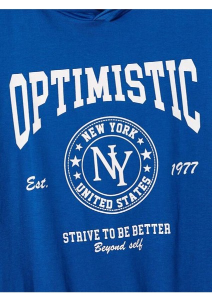 Sax Mavi Optimistic Baskılı Oversize Erkek Sweatshirt fırsatları