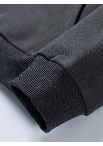 Antrasit Kol Baskılı Oversize Kapüşonlu Erkek Sweatshirt fırsatları
