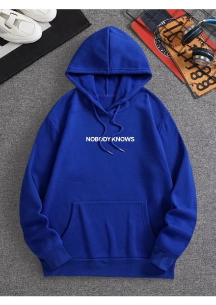 Sax Mavi No Body Knows Baskılı Oversize Erkek Sweatshirt fiyatları