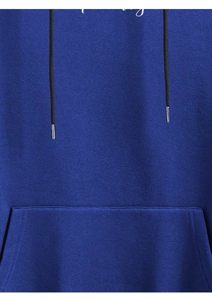 Sax Mavi Actually Baskılı Oversize Erkek Sweatshirt modelleri
