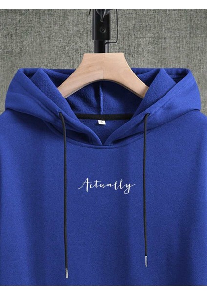 Sax Mavi Actually Baskılı Oversize Erkek Sweatshirt fırsatları